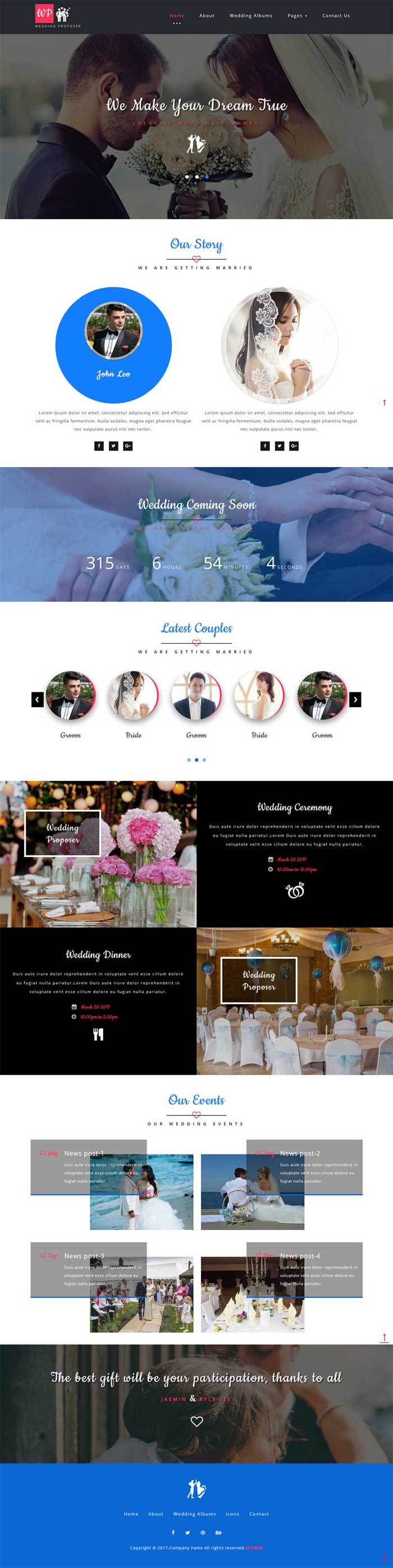 婚纱摄影婚庆公司网站简洁大气风格的模板下载