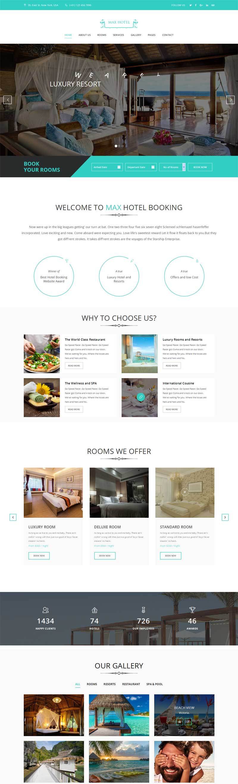 旅游度假酒店蓝色大气的网站模板html源码