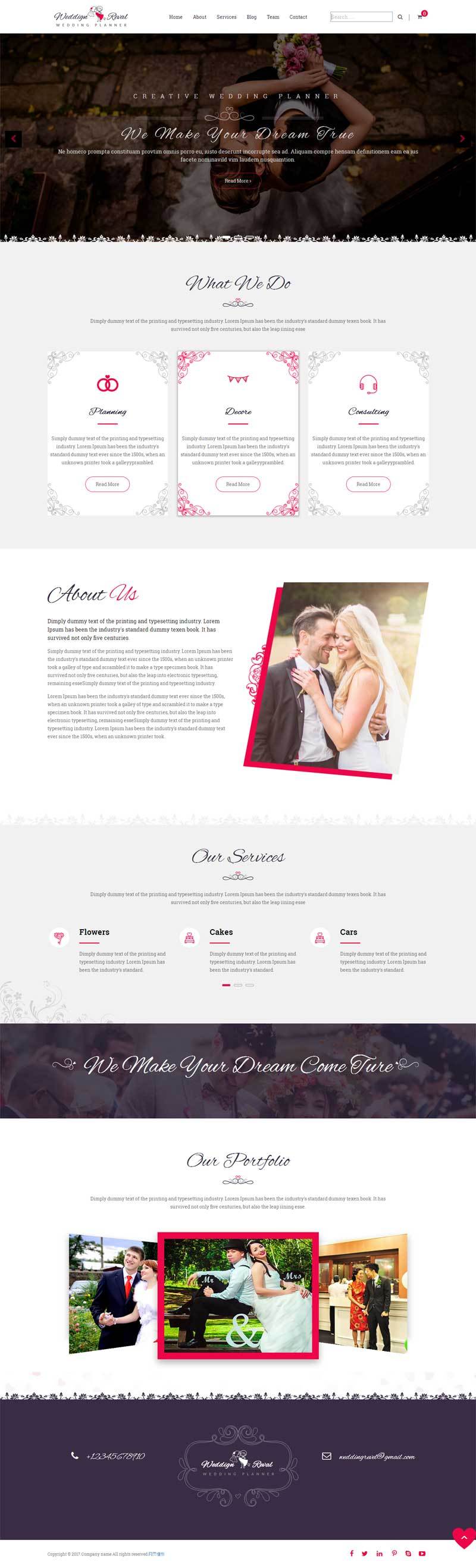 欧美风格简洁的婚庆摄影公司网站模板