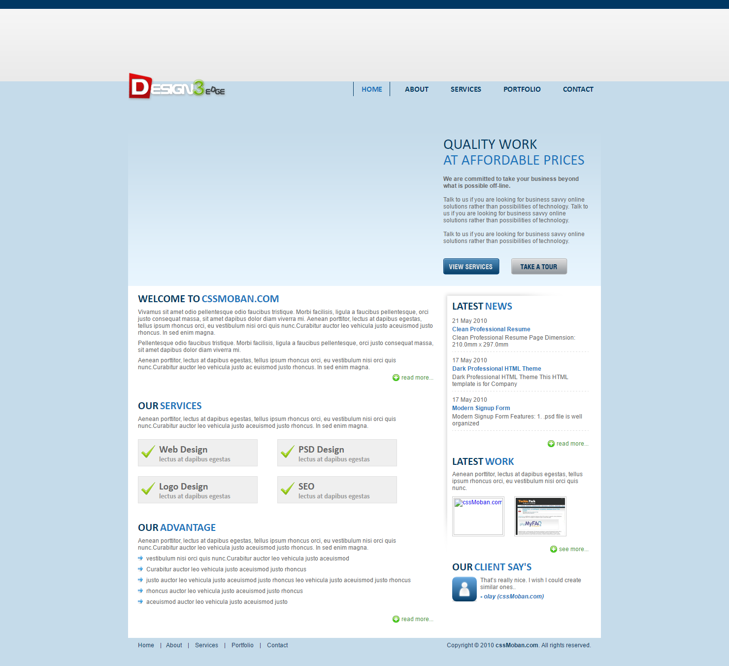 简洁蓝色风格的企业网站模板下载