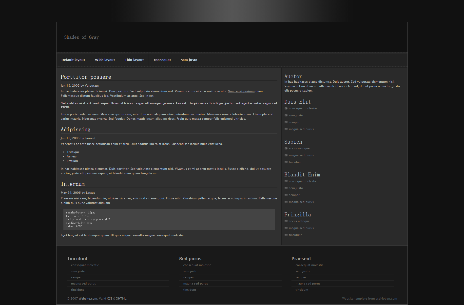 黑色简单风格的博客网站模板下载