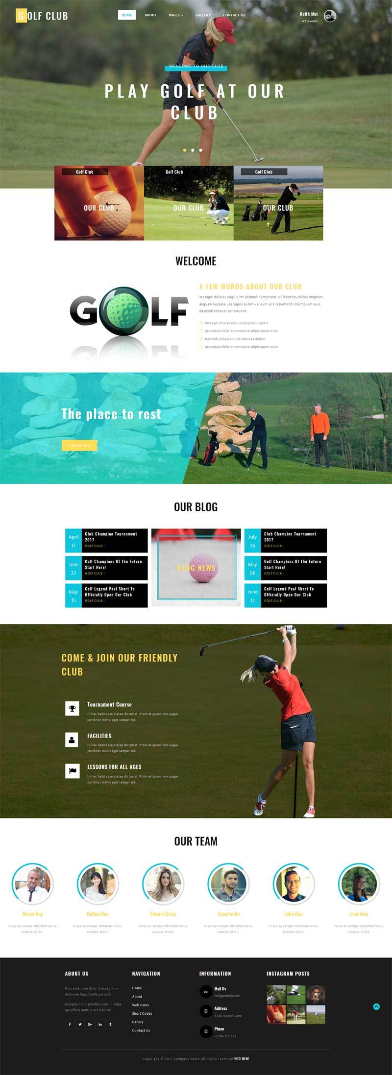 高尔夫运动比赛网站宽屏模板