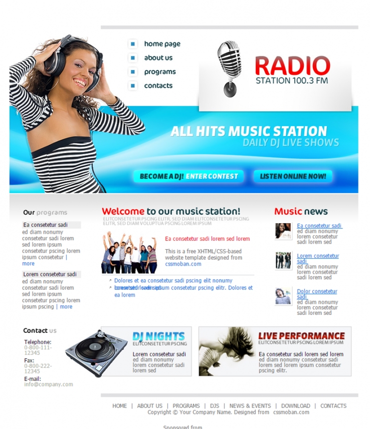 简单大气风格的音乐行业企业网站模板下载