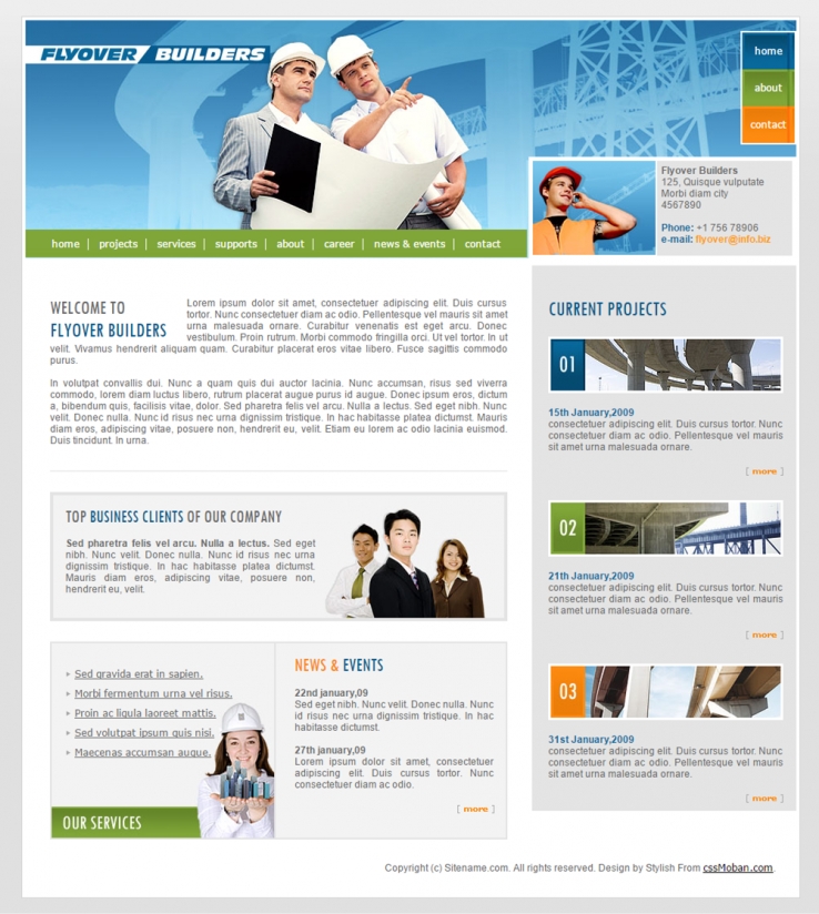 绿色简洁风格的建筑商业网站模板下载