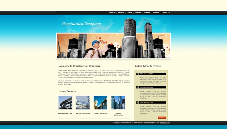 黑色精美大气的建筑商业网站模板下载