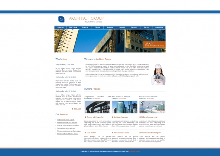 蓝色简洁风格的建筑商业网站模板下载