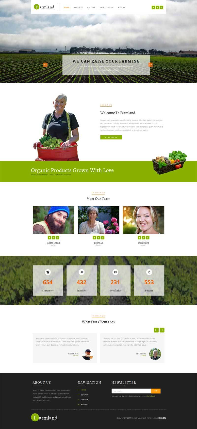 农田蔬菜种植基地绿色网站模板