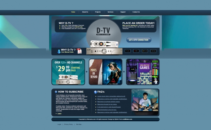 深蓝色创意风格的IT数码产品网站模板下载