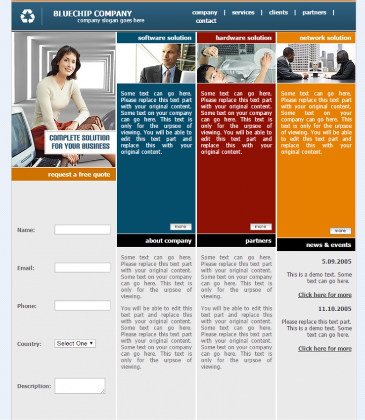 蓝色大气风格的商务企业网站模板下载