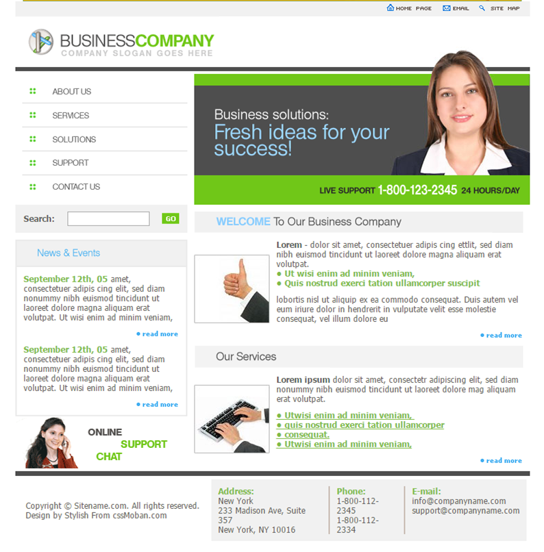 白色简单风格的商务企业网站模板下载
