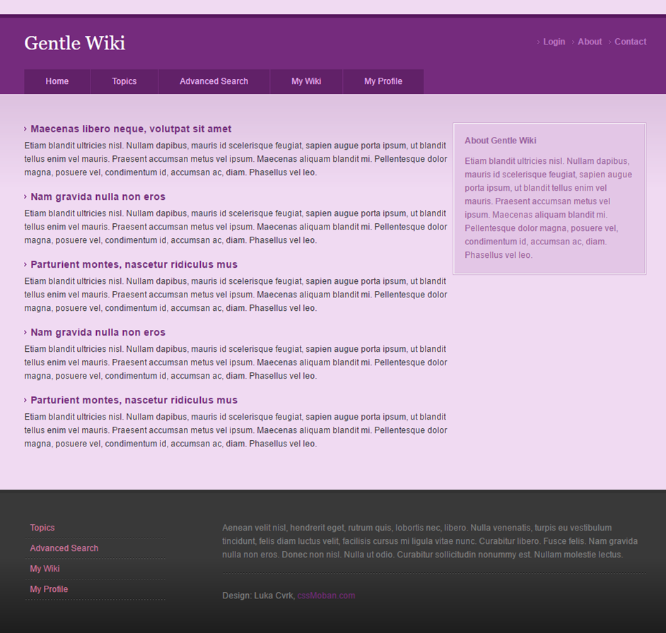 紫色简洁风格的个人博客模板下载