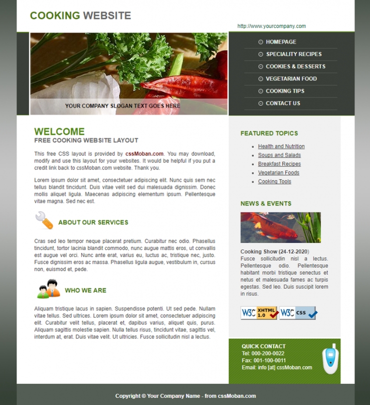 简洁实用风格的厨房类企业网站模板下载