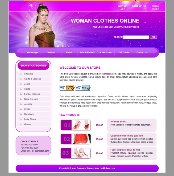 紫色炫酷风的服装企业网站模板下载