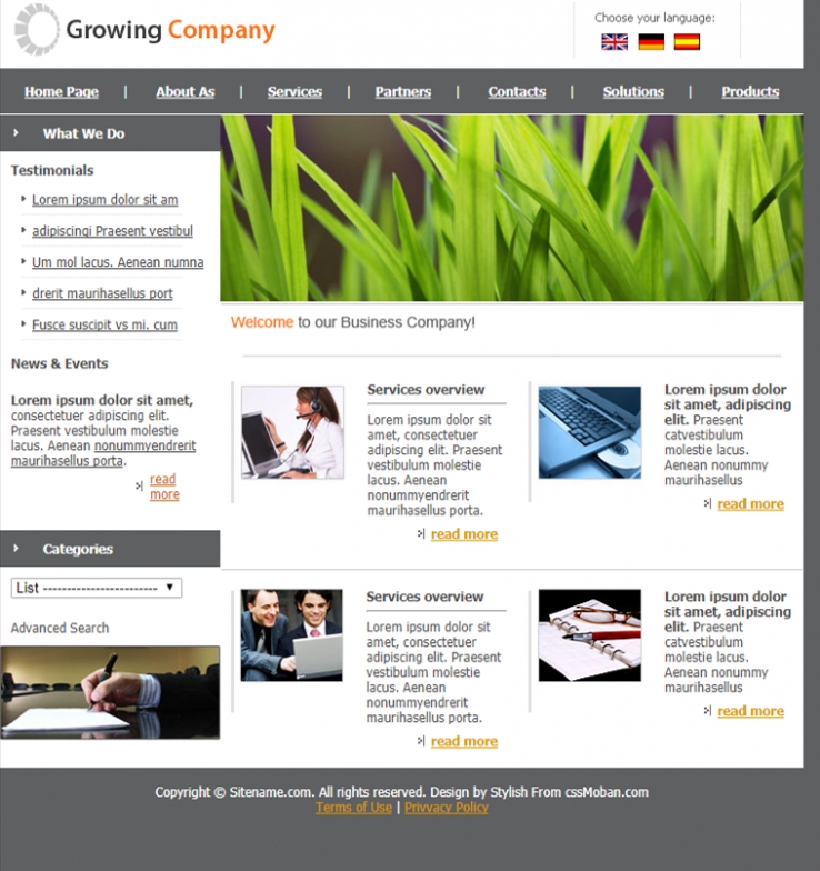 灰色简单风的商务企业网站模板下载