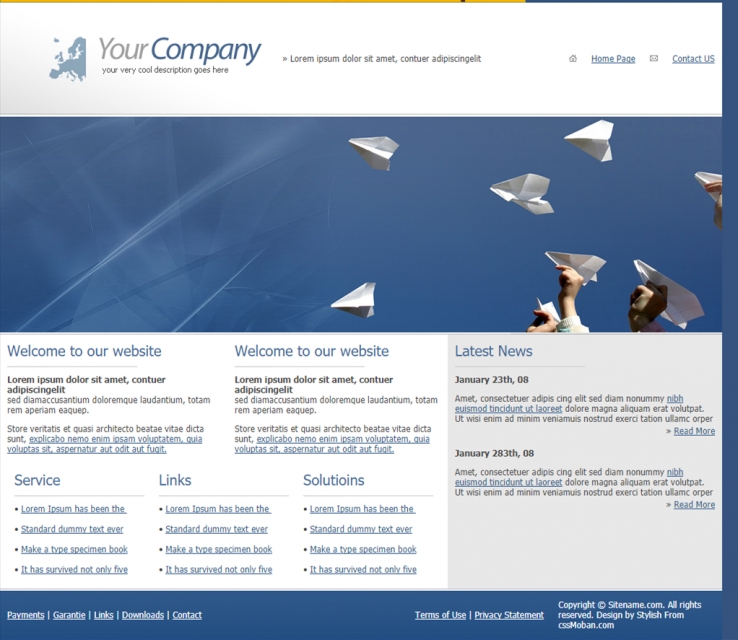 白蓝清新风的商务企业网站模板下载