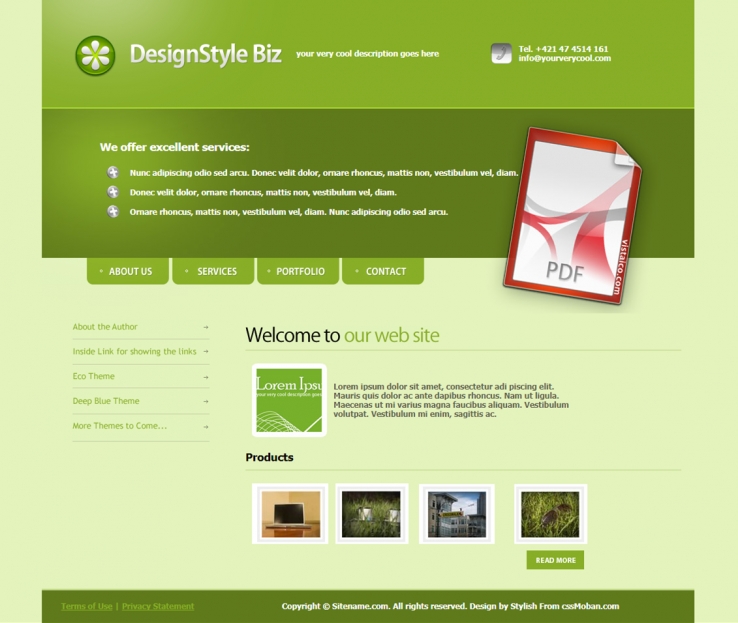 绿色大气优雅的商务企业网站模板下载