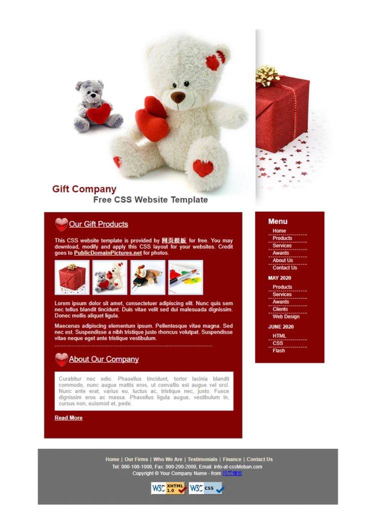 红色精美风格的礼物展示企业网站模板下载