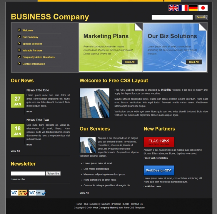 灰色国际风的商业网站企业模板下载