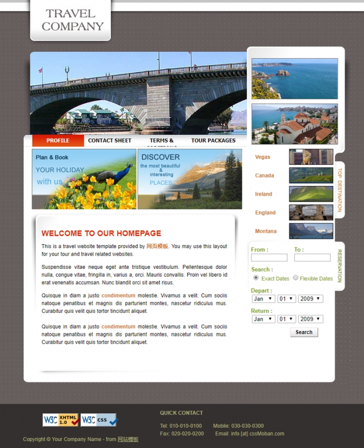 白色精美风的旅游企业网站模板下载