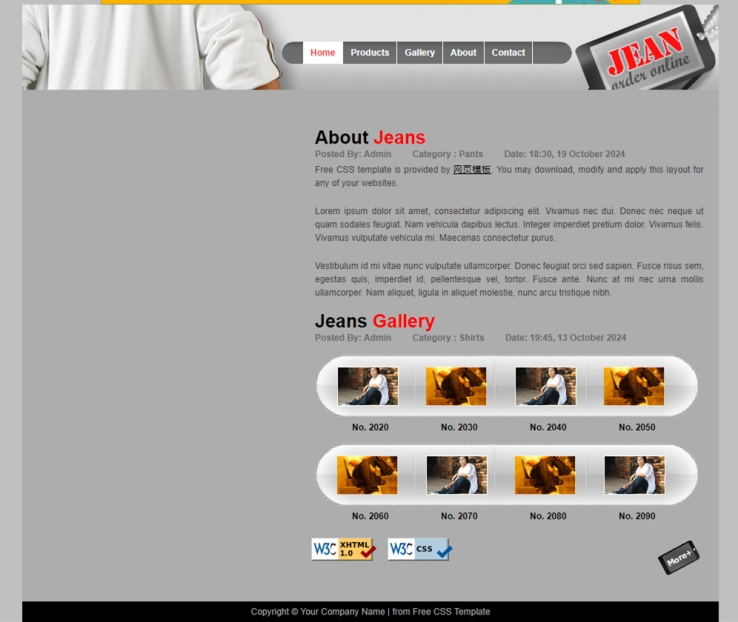 灰色简单大气风的服装企业网站模板下载