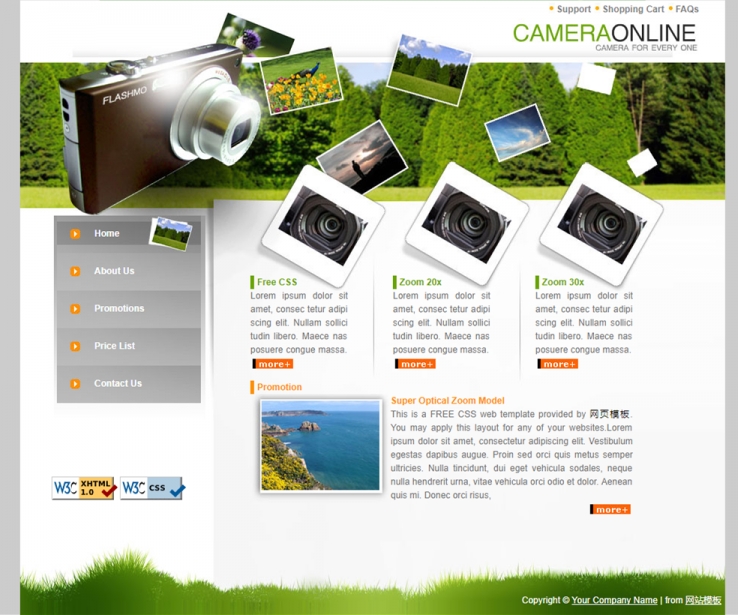 绿色清新风的相机企业网站模板下载