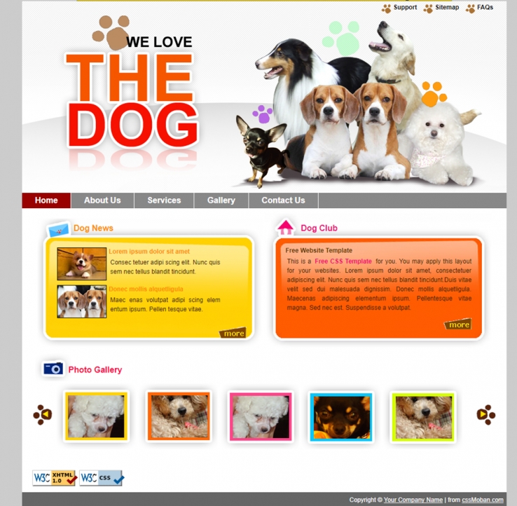 灰色个性风格的宠物企业网站模板下载