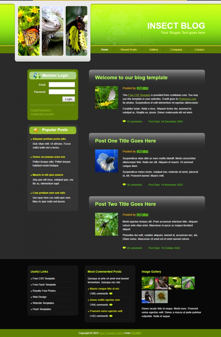 黑色大自然的博客网站模板下载