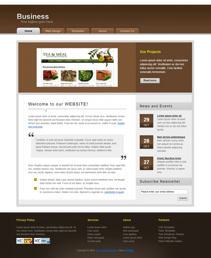棕色标准风格的个人博客网站模板下载