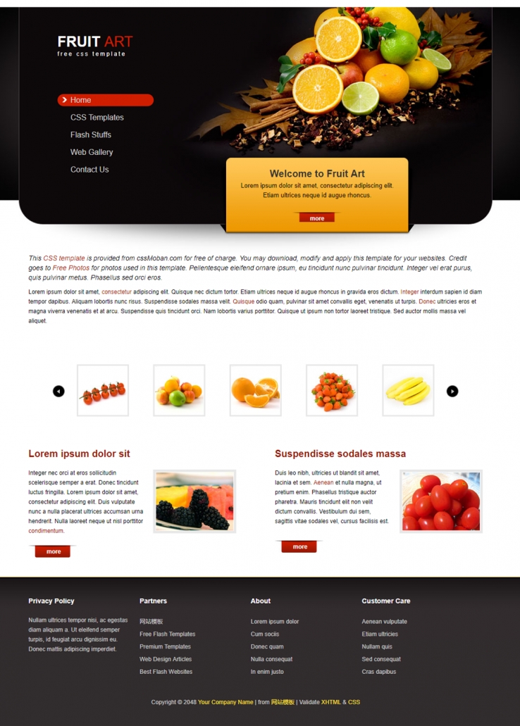 黑色简洁风的食品企业网站模板下载