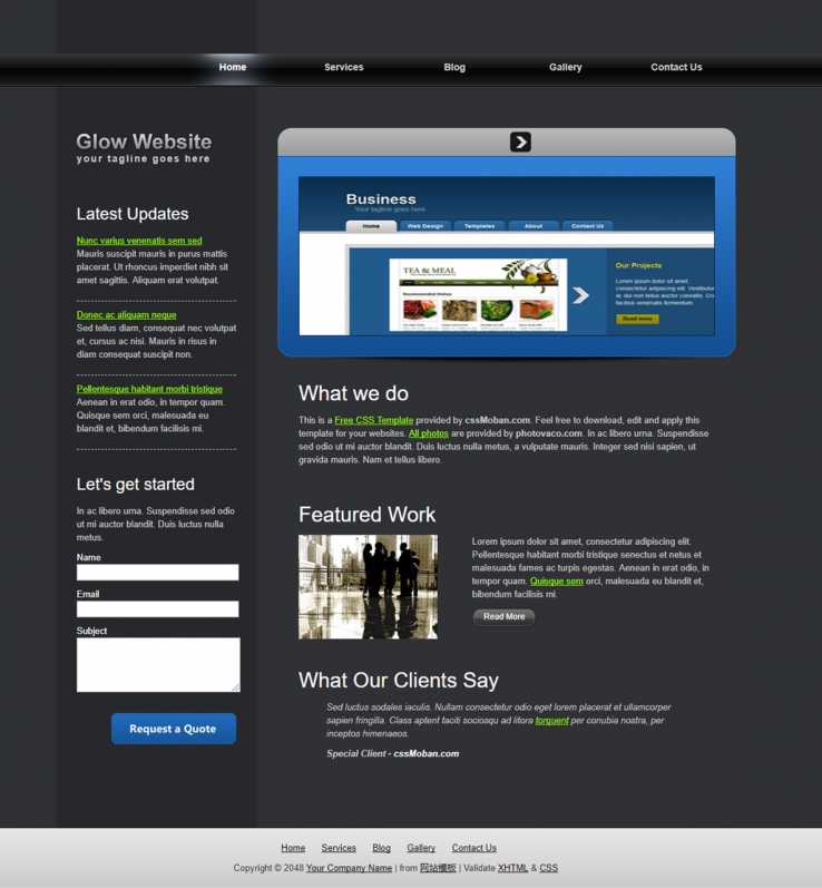 黑色标准的企业博客网站模板下载