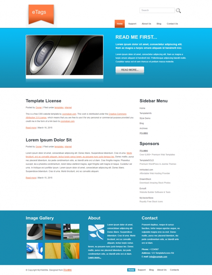 蓝色简洁风的产品展示企业网站模板下载