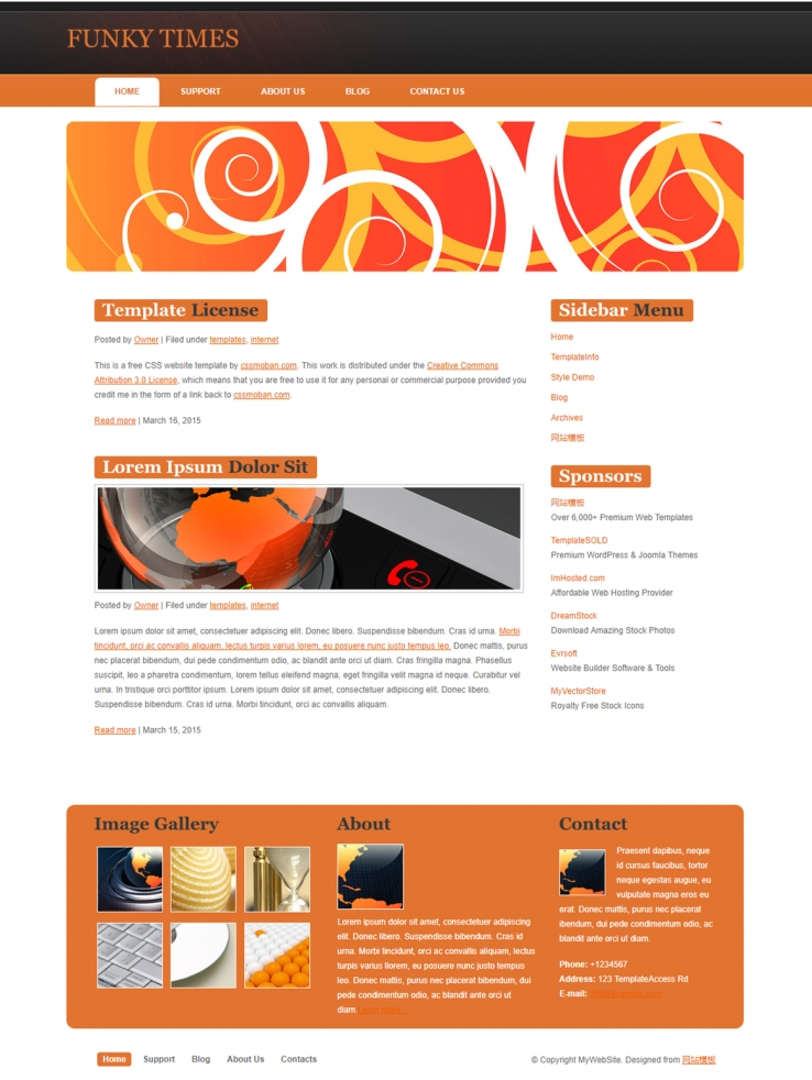 橙色精美风的标准博客网站模板下载