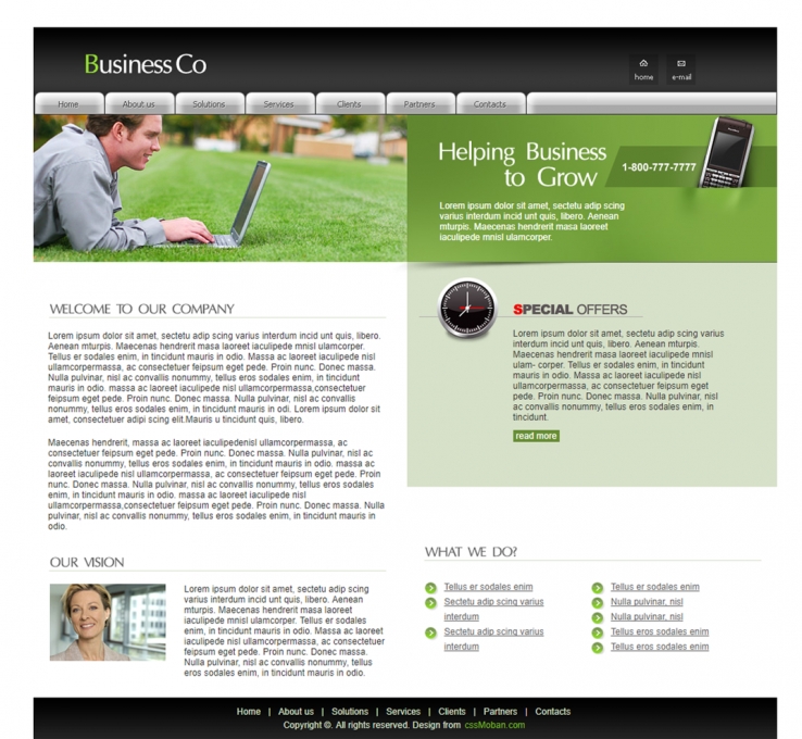 绿色清新风的商务企业网站模板下载