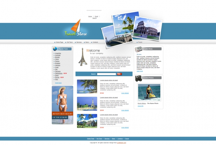 清新风格的旅游企业网站模板下载