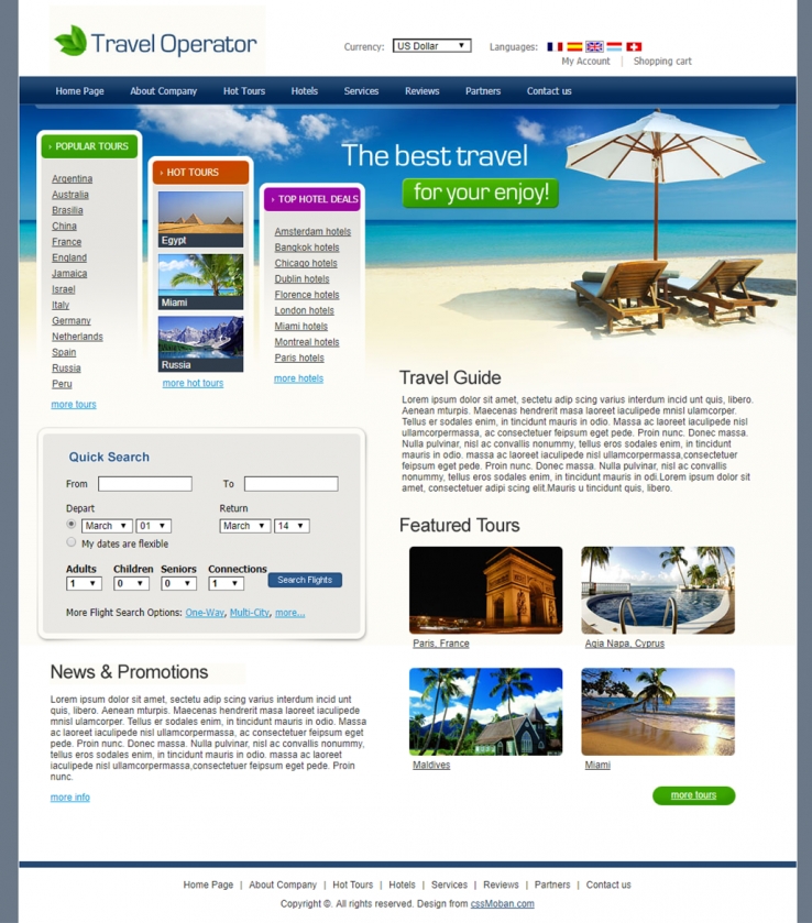 漂亮风格的旅游企业网站模板下载