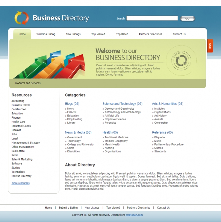 蓝色漂亮的商务企业网站模板下载