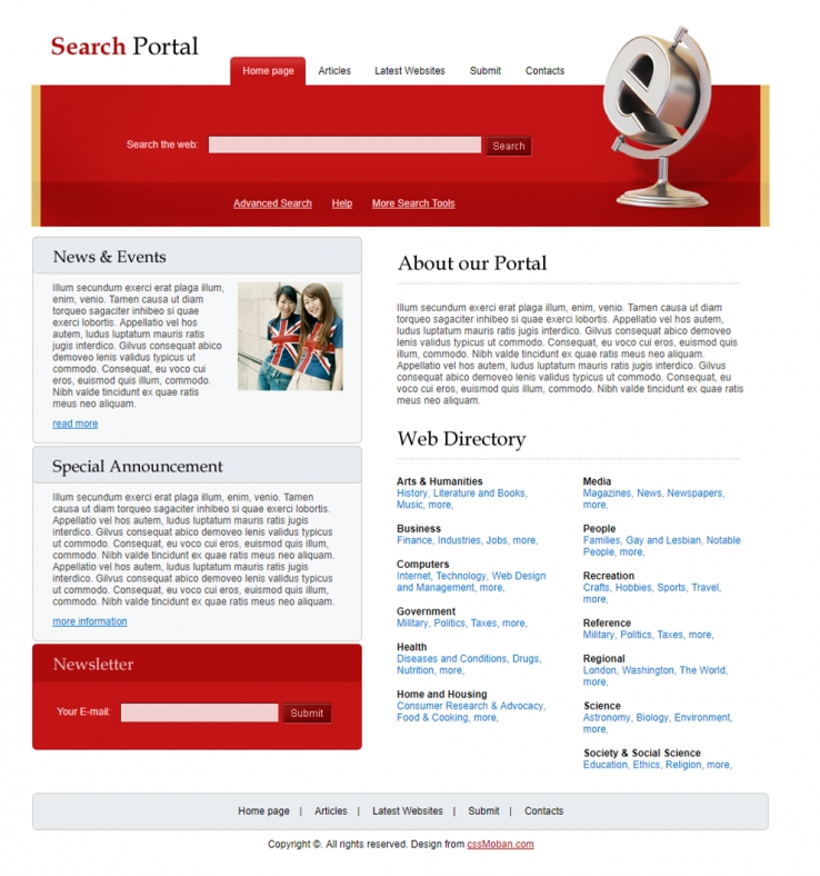 红色漂亮风的商务企业网站模板下载
