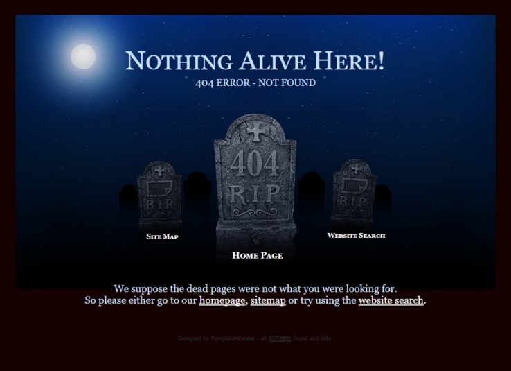 蓝色幽深的404错误页网页模板下载