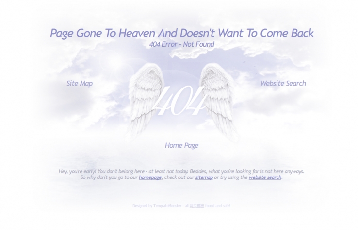蓝色天使风的404错误页网页模板下载