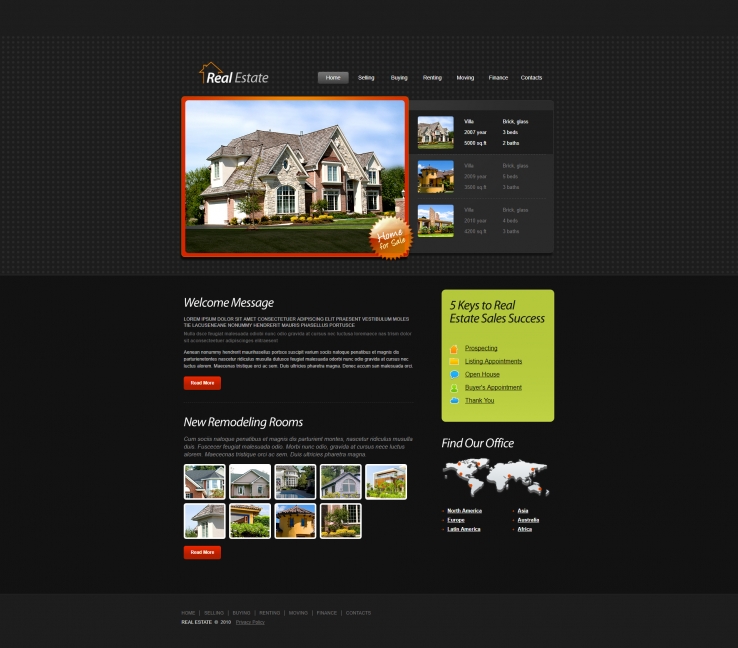 黑色简洁风的房屋出售企业网站模板下载