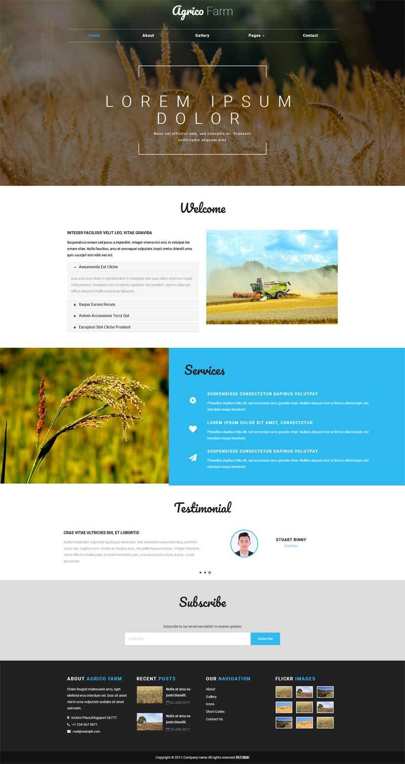 稻谷农业生产企业网站简单宽屏模板