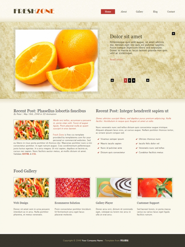 淡色清爽的水果蔬菜类网站模板下载