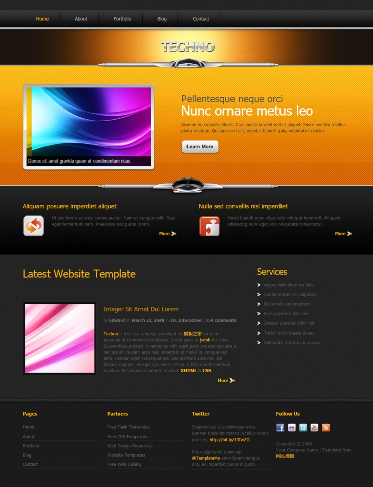 橙色细腻的科技企业网站模板下载