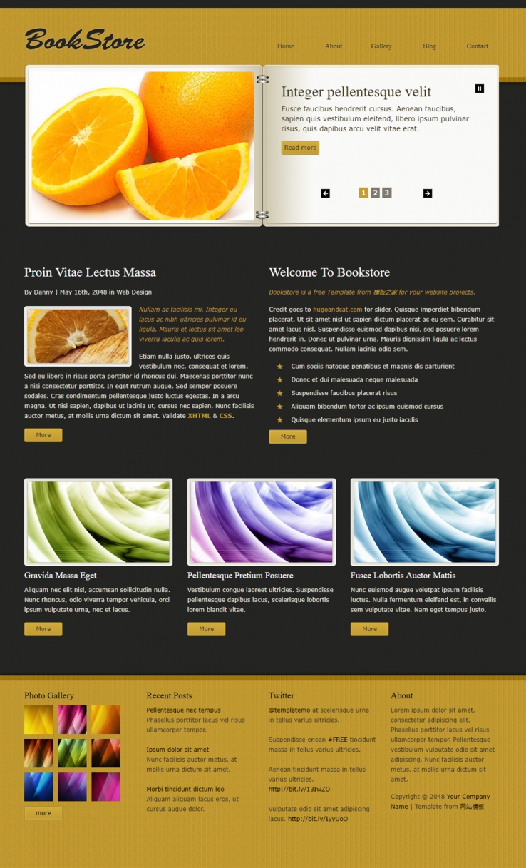 黄色精美风的展示类企业网站模板下载