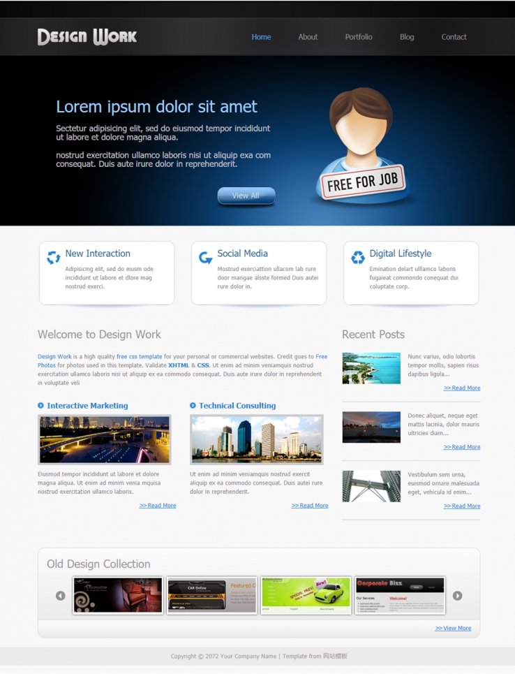蓝色质感风格的设计企业网站模板下载