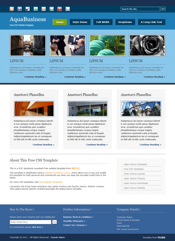 蓝色简洁风的图片展示商务企业网站模板下载