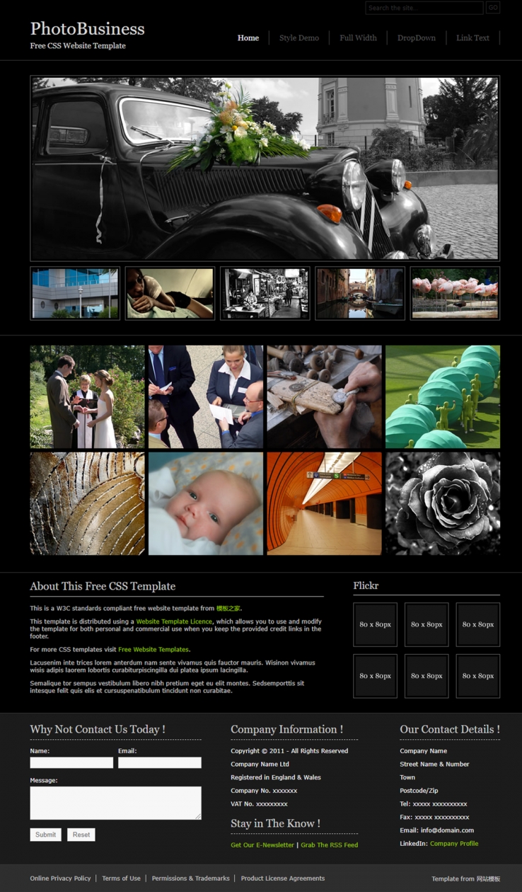 黑色典雅风格的婚纱摄影企业网站模板下载