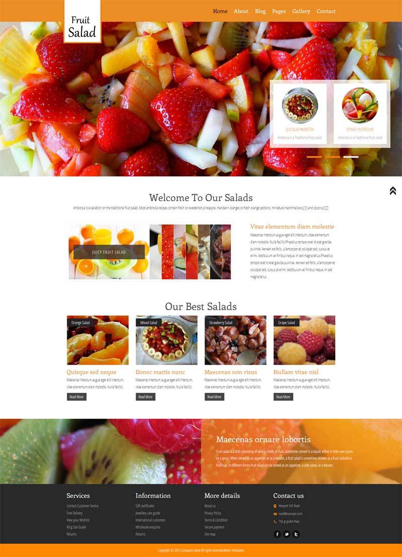 水果甜品店橙色静态网页模板