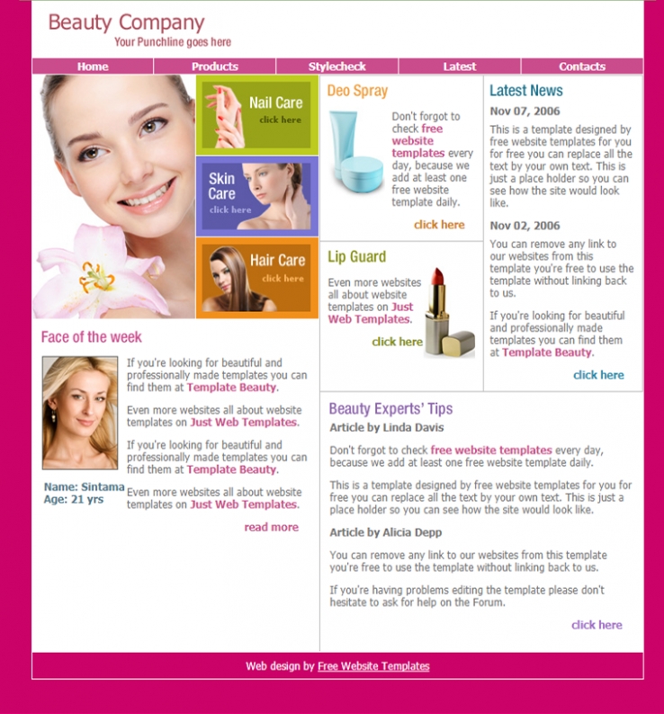紫色简洁风的女性化妆品网站模板下载