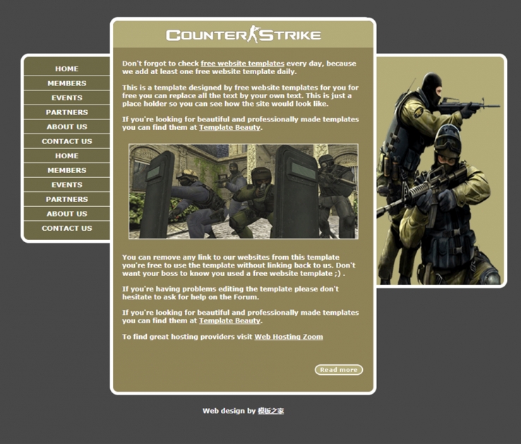 暗绿色风格的CS游戏网站模板下载